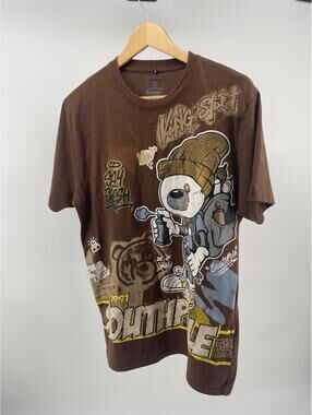 Southpole‎ VTG Shirt Mens L Brown Y2K Logo Embroidery Short Sleeve